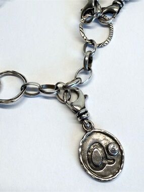 Silpada 925 Sterling Silver Initial A Charm w/ Crystal Lobster Clasp